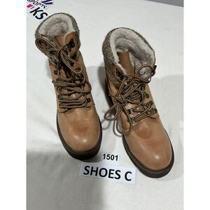 Womans Mia Maylynn Brown Lace Up Sherpa Lined Combat Boots Size 8 1/2